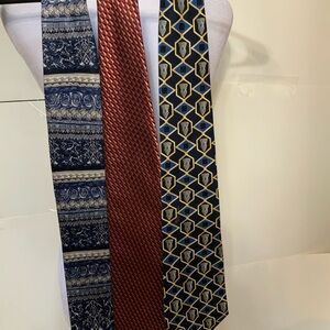 Stylish Blue and Red Silk Ties with Geometric Patterns